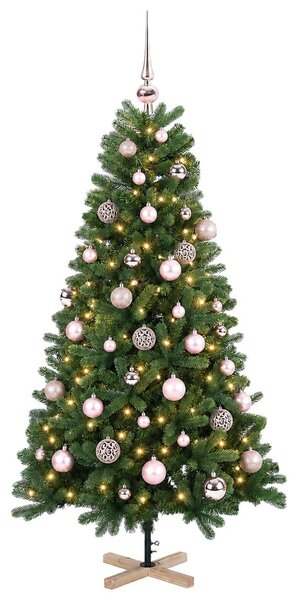 Műkarácsonyfa gömbbel 120 cm 150 LED Meleg fehér PVC Zöld