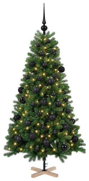 Műkarácsonyfa gömbbel 120 cm 150 LED Meleg fehér PVC Zöld