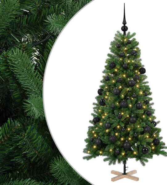 Műkarácsonyfa gömbbel 120 cm 150 LED Meleg fehér PVC Zöld