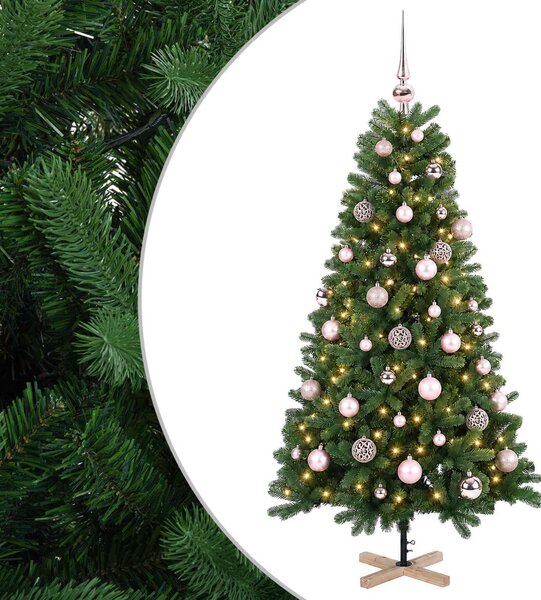 Műkarácsonyfa gömbbel 120 cm 150 LED Meleg fehér PVC Zöld