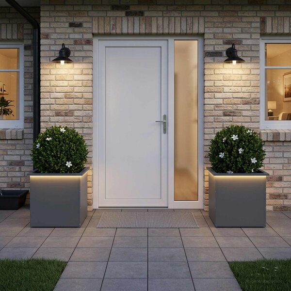 Led-es kerti virágláda 2 db Antracit 50 x 50 x 48 cm Acél