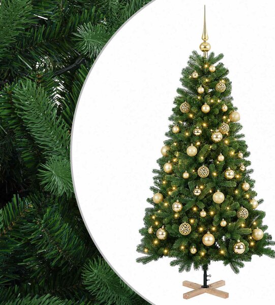 Műkarácsonyfa gömbbel 120 cm 150 LED Meleg fehér PVC Zöld