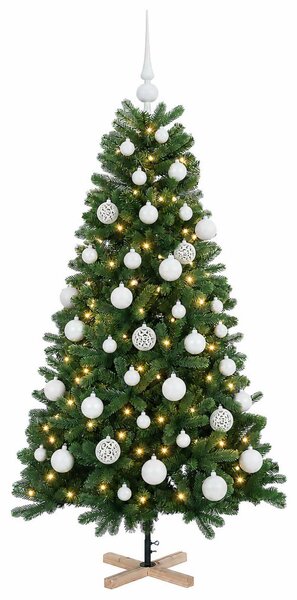 Műkarácsonyfa gömbbel 120 cm 150 LED Meleg fehér PVC Zöld