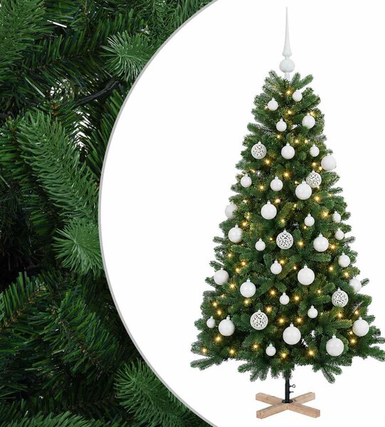 Műkarácsonyfa gömbbel 120 cm 150 LED Meleg fehér PVC Zöld