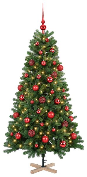 Műkarácsonyfa gömbbel 120 cm 150 LED Meleg fehér PVC Zöld