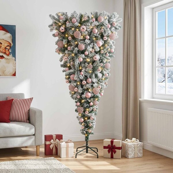 Felfordított Műfenyő Karácsonyfá 180 cm 300 LED Meleg fehér