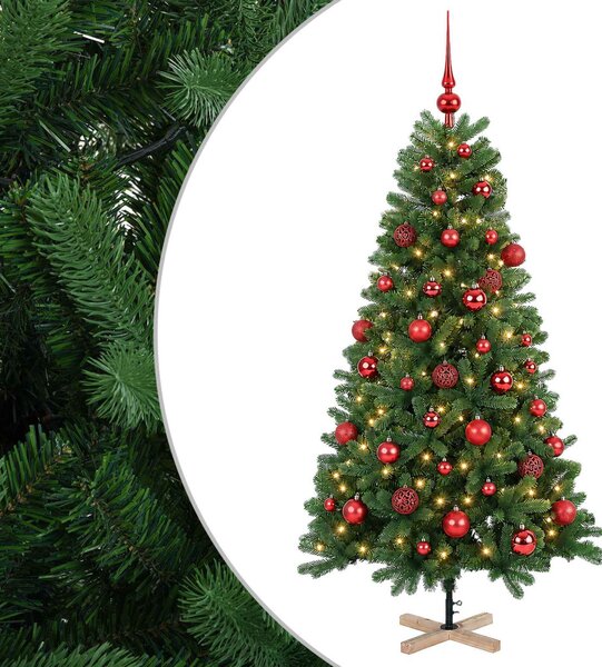 Műkarácsonyfa gömbbel 120 cm 150 LED Meleg fehér PVC Zöld