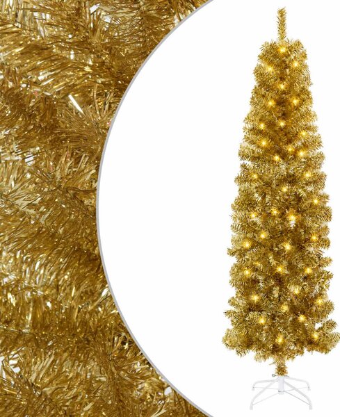 Mű vékony karácsonyfa gömbökkel 180 cm 300 LED Meleg fehér