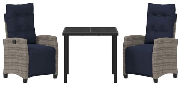 VidaXL Kert étkező szett párnával 3 pcs Szürke polirattan
