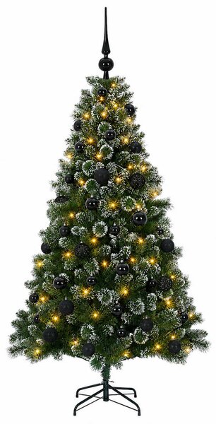 Mű karácsonyfa gömbökkel 120 cm 150 LED Meleg fehér PVC és fém