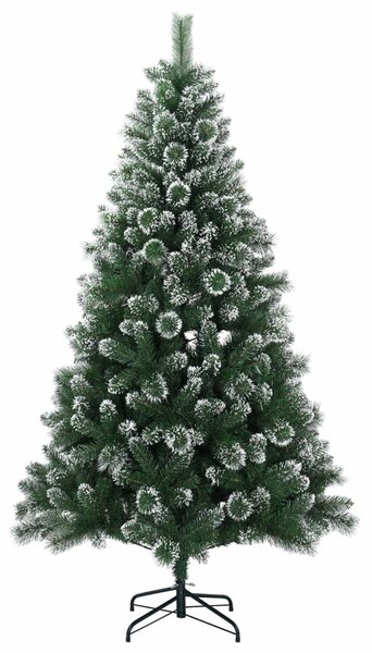 Műfenyő gömbökkel 180 cm 300 LED Meleg fehér PVC és fém Zöld