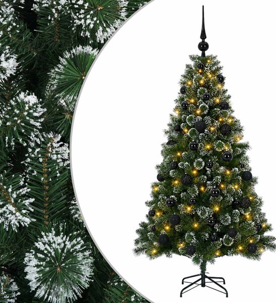 Mű karácsonyfa gömbökkel 120 cm 150 LED Meleg fehér PVC és fém
