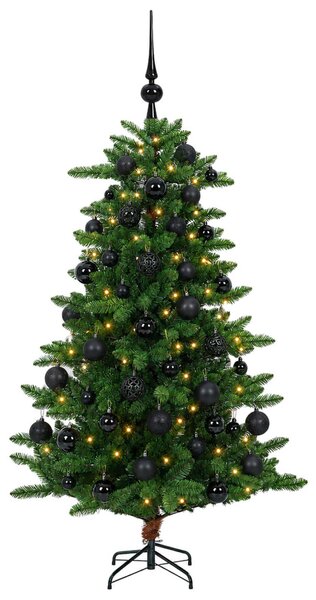 Műfenyő gömbökkel 120 cm 150 LED Meleg fehér PVC és fém Zöld