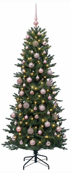 Műkarácsonyfa gömbbel 180 cm 300 LED Meleg fehér PVC és PE Zöld