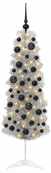 Karcsú műkarácsonyfa gömbökkel 150 cm 150 LED Meleg fehér