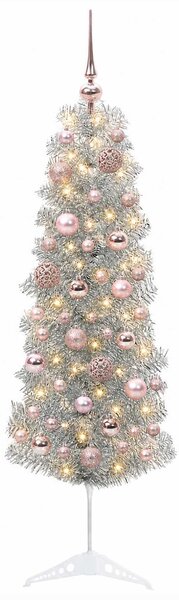 Karcsú műkarácsonyfa gömbökkel 150 cm 150 LED Meleg fehér
