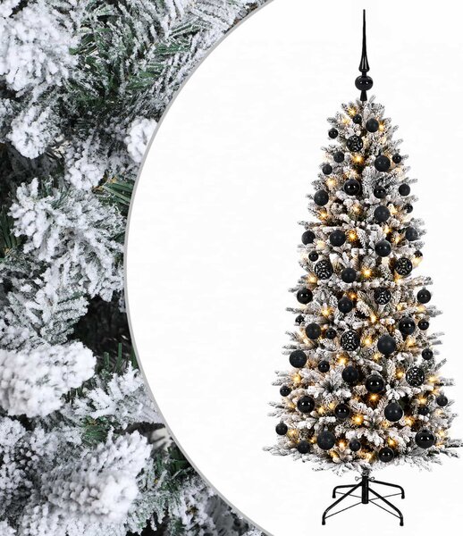 Műkarácsonyfa gömbbel 180 cm 300 LED Meleg fehér PVC és PE