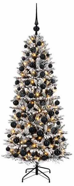 Műkarácsonyfa gömbbel 180 cm 300 LED Meleg fehér PVC és PE