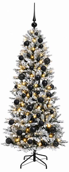 Műkarácsonyfa gömbbel 150 cm 150 LED Meleg fehér PVC és PE