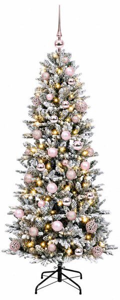 Műkarácsonyfa gömbbel 150 cm 150 LED Meleg fehér PVC és PE