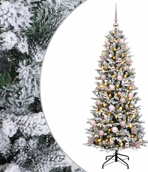 Műkarácsonyfa gömbbel 150 cm 150 LED Meleg fehér PVC és PE