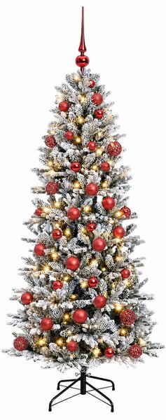 Műkarácsonyfa gömbbel 150 cm 150 LED Meleg fehér PVC és PE