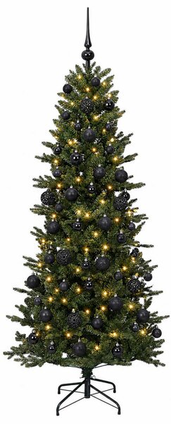 Műkarácsonyfa gömbbel 180 cm 300 LED Meleg fehér PVC és PE Zöld