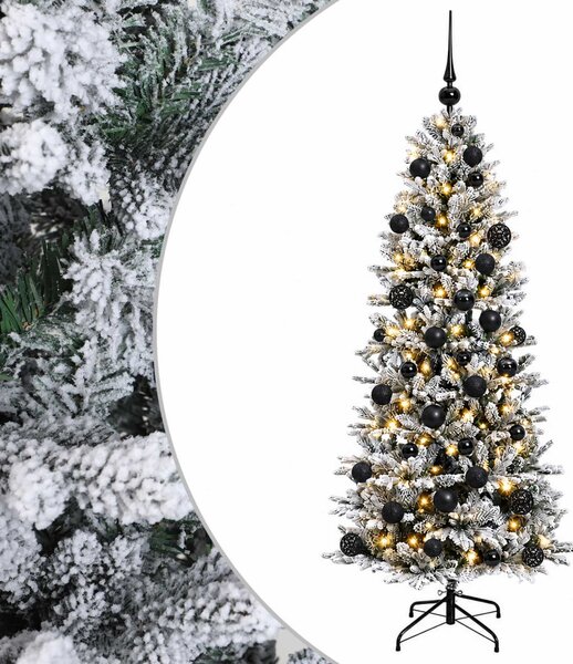 Műkarácsonyfa gömbbel 150 cm 150 LED Meleg fehér PVC és PE