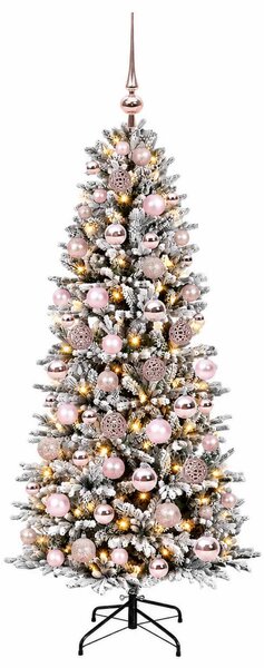 Műkarácsonyfa gömbbel 180 cm 300 LED Meleg fehér PVC és PE