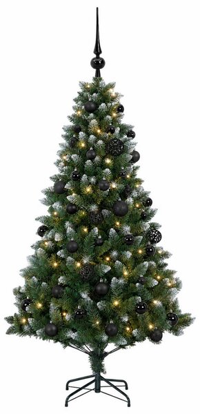 Műfenyő gömbökkel 120 cm 150 LED Meleg fehér PVC és fém Zöld