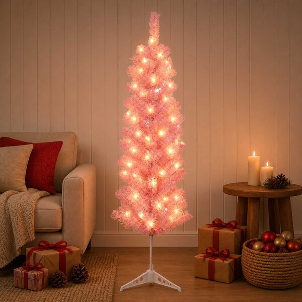 Mű Karcsú Karácsonyi Fa 120 cm 150 LED Meleg fehér PVC és fém