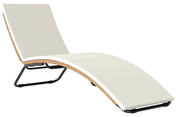 Outsunny S-alakú napozóágy párnával, PE rattan és acél, 175x57x80 cm, krém