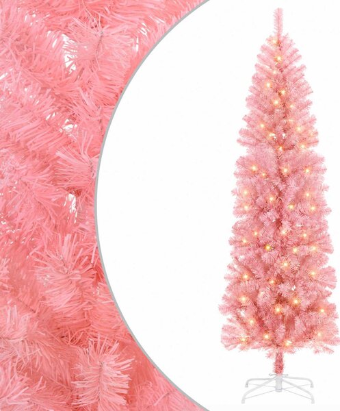 Mű Karcsú Karácsonyi Fa 180 cm 300 LED Meleg fehér PVC és fém