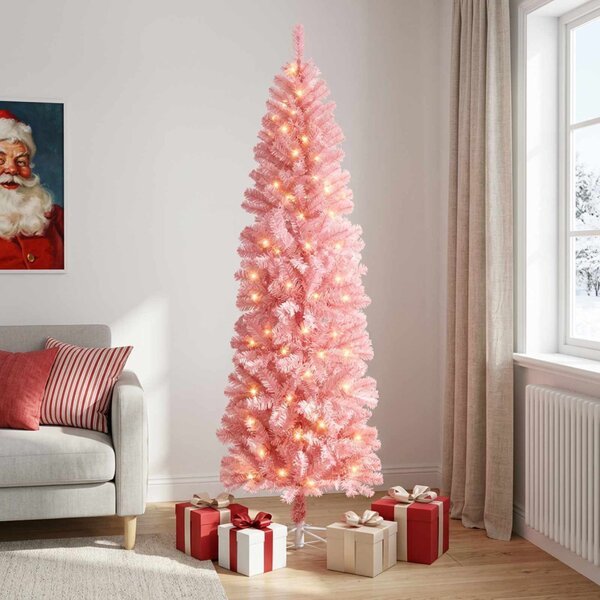 Mű Karcsú Karácsonyi Fa 180 cm 300 LED Meleg fehér PVC és fém