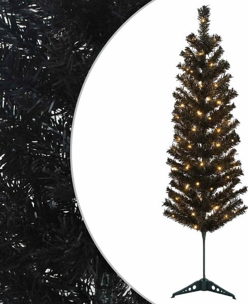 Mű Karcsú Karácsonyi Fa 150 cm 150 LED Meleg fehér PVC és fém