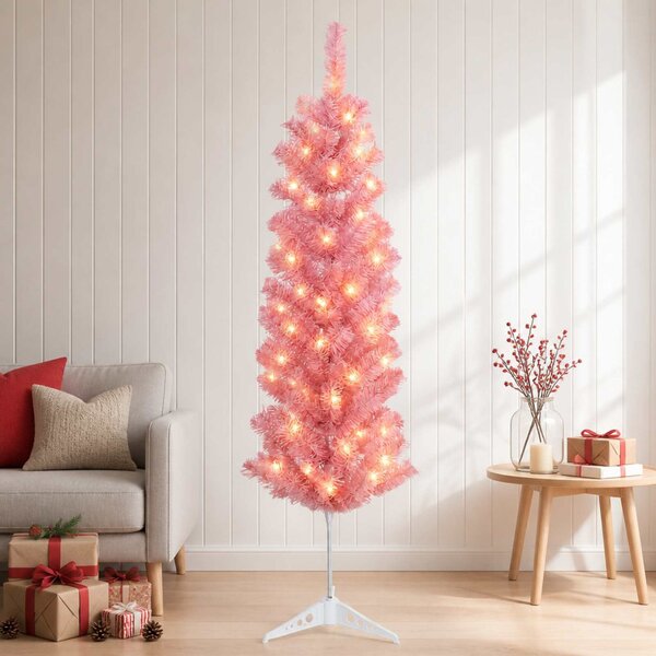 Mű Karcsú Karácsonyi Fa 120 cm 150 LED Meleg fehér PVC és fém
