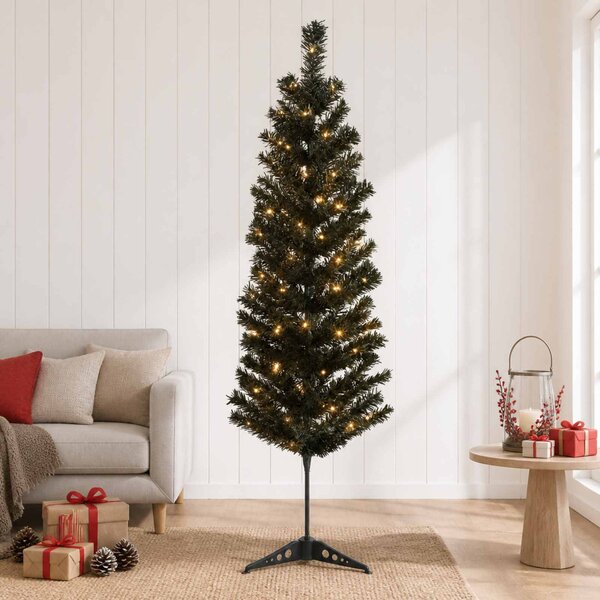 Mű Karcsú Karácsonyi Fa 150 cm 150 LED Meleg fehér PVC és fém
