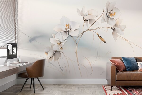 Fotótapéta Fehér orchidea ág akvarell stílusban, Fotótapéta virágok és növények, w09022 : Uwalls.hu