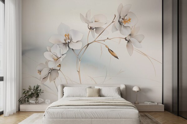 Fotótapéta Fehér orchidea ág akvarell stílusban, Fotótapéta virágok és növények, w09022 : Uwalls.hu