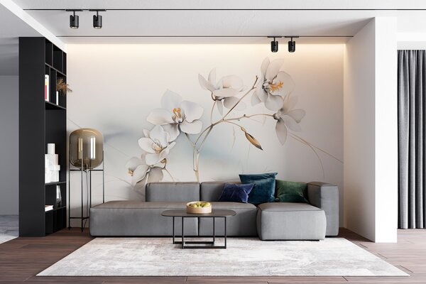 Fotótapéta Fehér orchidea ág akvarell stílusban, Fotótapéta virágok és növények, w09022 : Uwalls.hu