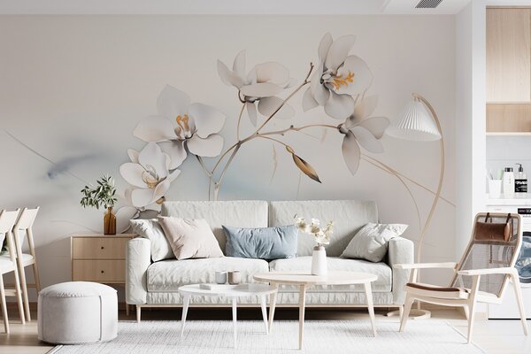 Fotótapéta Fehér orchidea ág akvarell stílusban, Fotótapéta virágok és növények, w09022 : Uwalls.hu