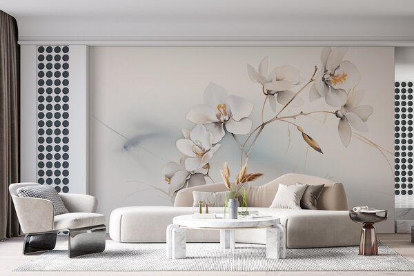 Fotótapéta Fehér orchidea ág akvarell stílusban, Fotótapéta virágok és növények, w09022 : Uwalls.hu