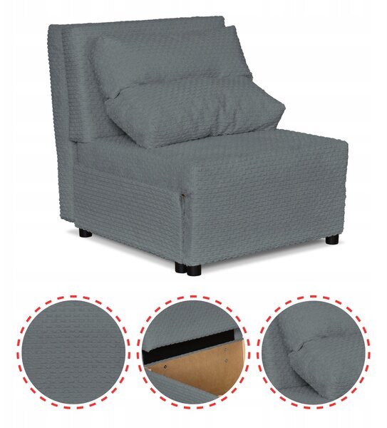 Kimo Fekvőfotel Alvási Funkcióval, Ágyneműtárolóval, Family Furniture, Szürke