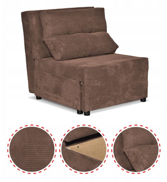 Kimo Fekvőfotel Alvási Funkcióval, Ágyneműtárolóval, Family Furniture, Barna