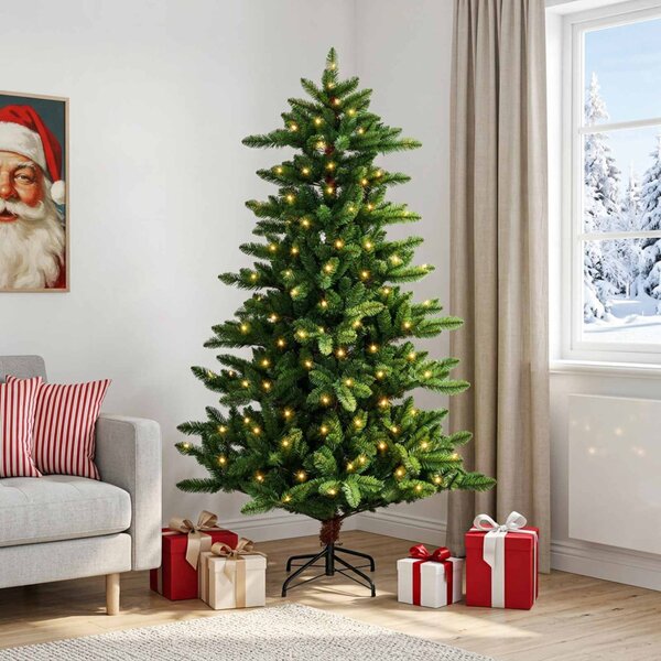 Mű karácsonyfa 120 cm 150 LED Meleg fehér PVC és fém Zöld