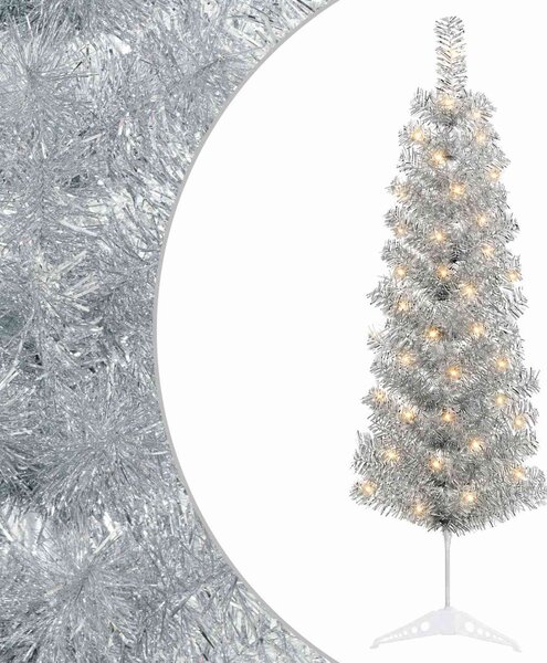 Mű Karcsú Karácsonyi Fa 150 cm 150 LED Meleg fehér PVC és fém