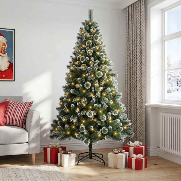 Mű karácsonyfa 120 cm 150 LED Meleg fehér PVC és fém Zöld