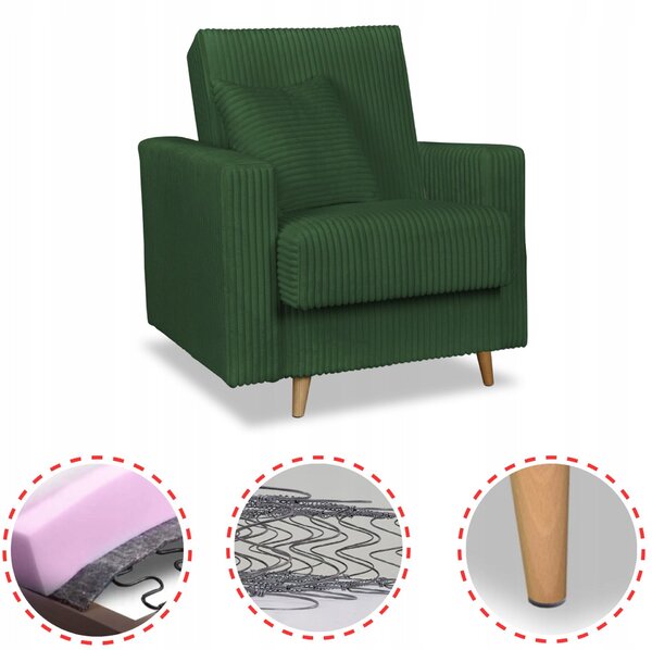 Rene Fekvőfotel Tárolóval Bonell Family Furniture Zöld Kordbársony