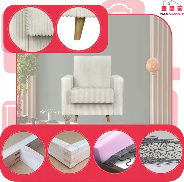 Rene Fekvőfotel Tárolóval Bonell Family Furniture Bézs Kordbársony