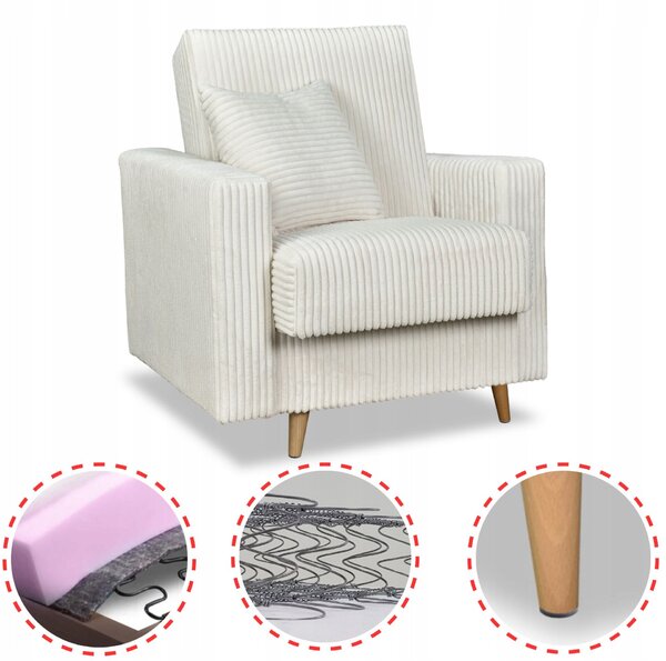 Rene Fekvőfotel Tárolóval Bonell Family Furniture Bézs Kordbársony